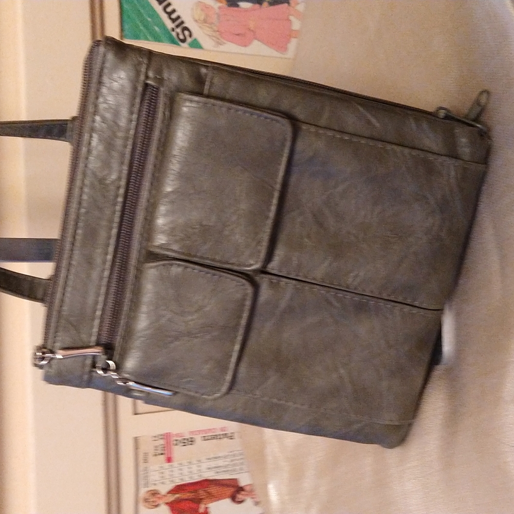Olive green vinyl mini crossbody bag